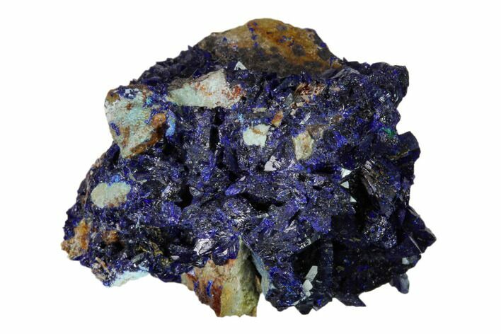 Sparkling Azurite Crystals with Malachite - Laos #162567